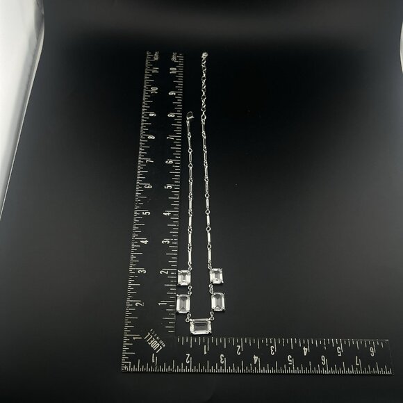 Swarovski Necklace Swan Signed Clear Crystal Emerald Cut Cocktail Rhodium Plated - Picture 12 of 13
